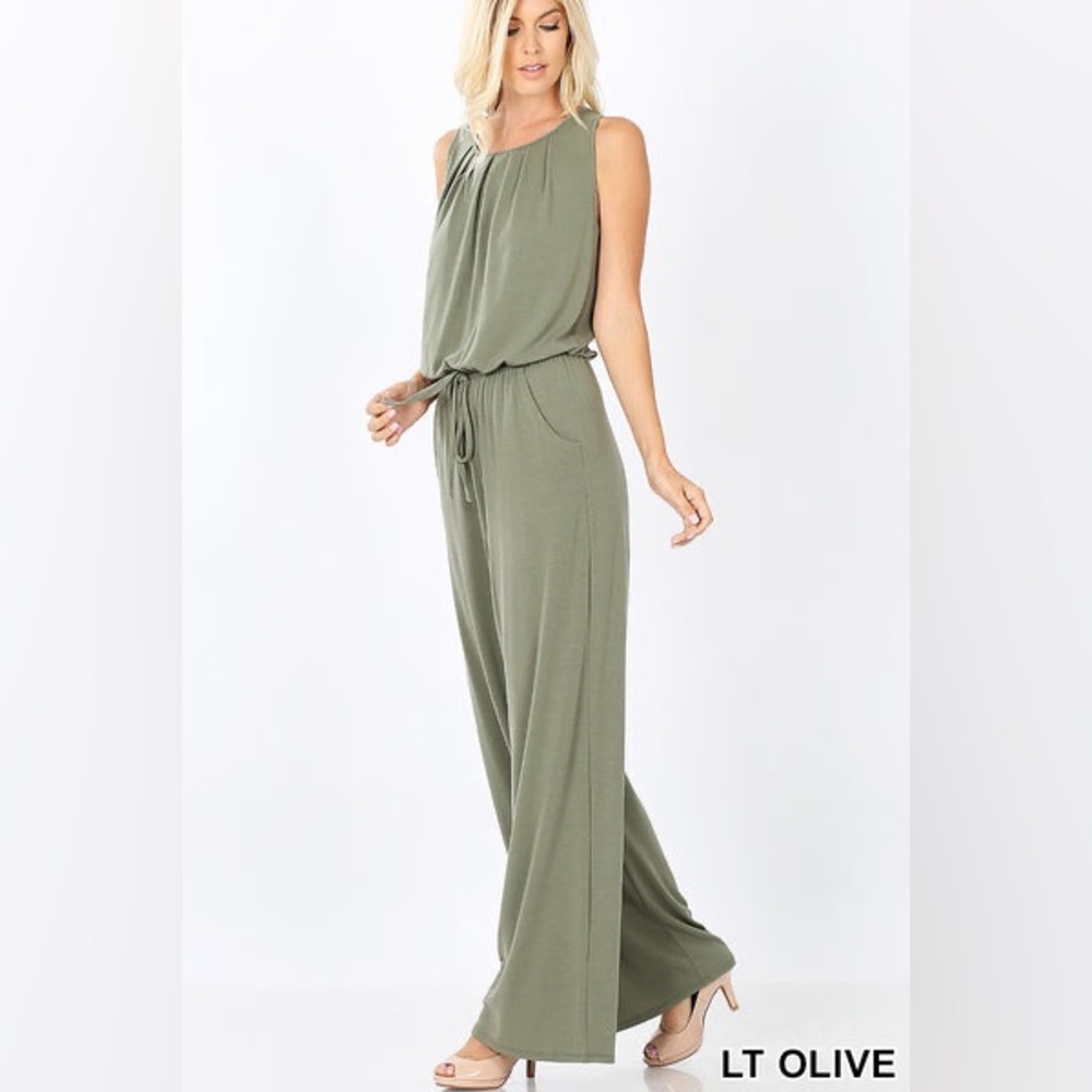 Zenana Outfitters Pleated Wide Leg Jumpsuit - Picture 2 of 9